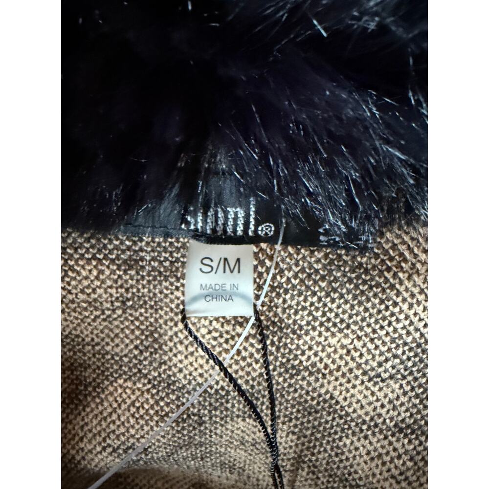 Sioni NWT Black Faux Fur Leopard Sweater Coat/Poncho, S/M - Picture 8 of 8